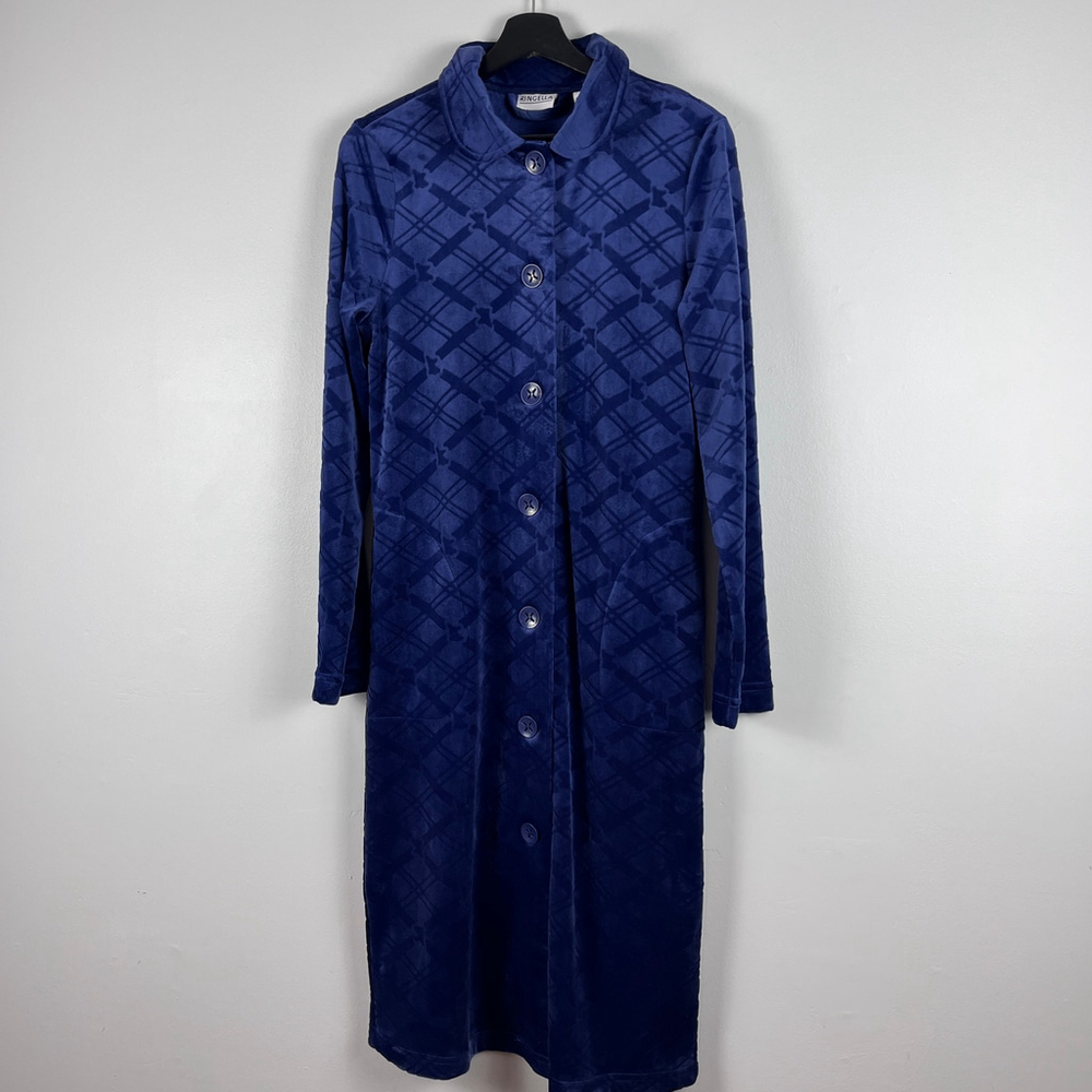 Ringella women velvet robe bathrobe blue size M / 40 NWT